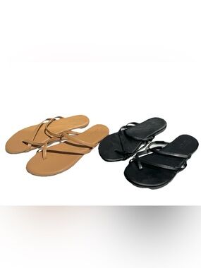 Cushionaire Women's Resort Strappy Flat Sandals With Toe Loop Size 8 Black Nude